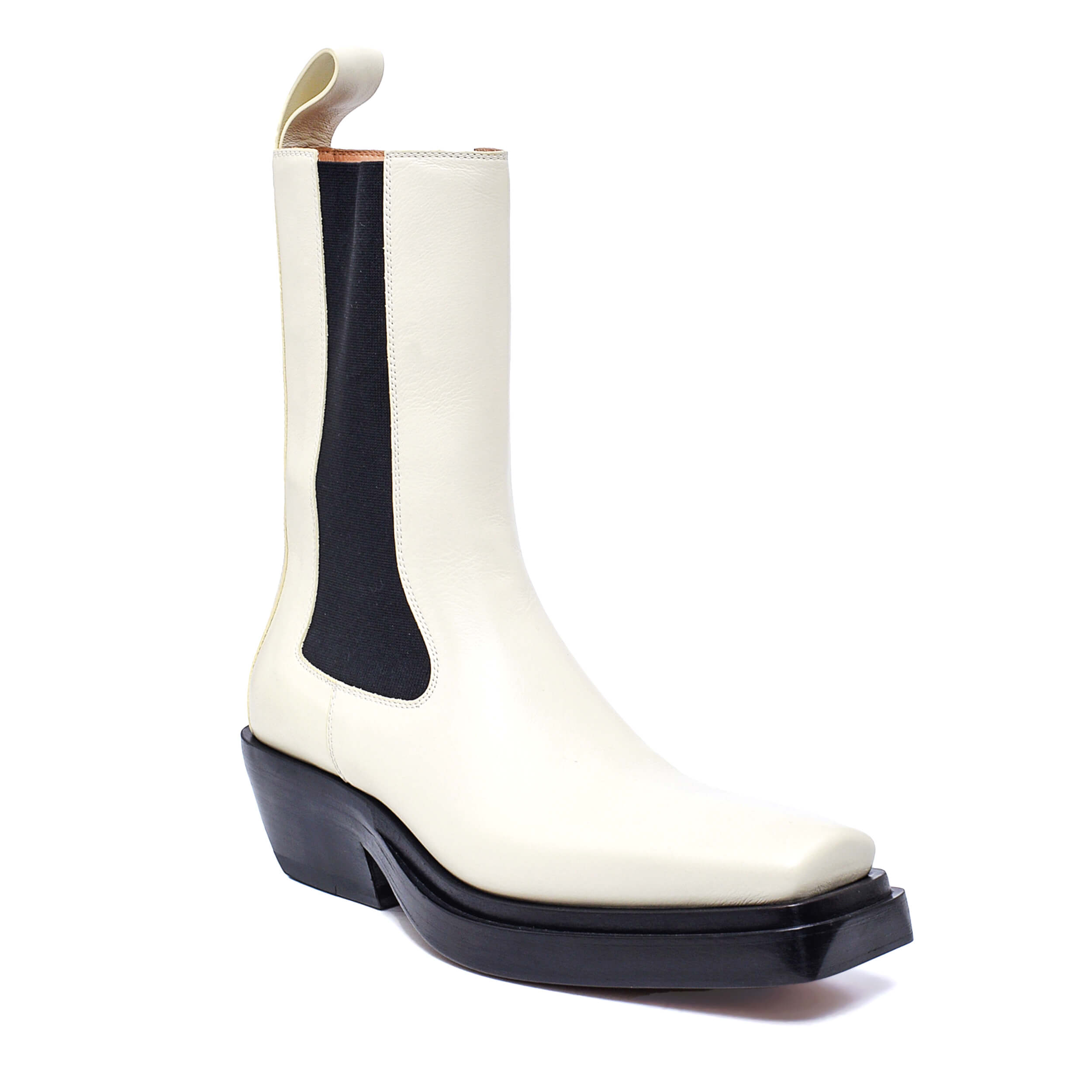 Bottega Veneta - White Calfskin Lean Mid Boots / 38